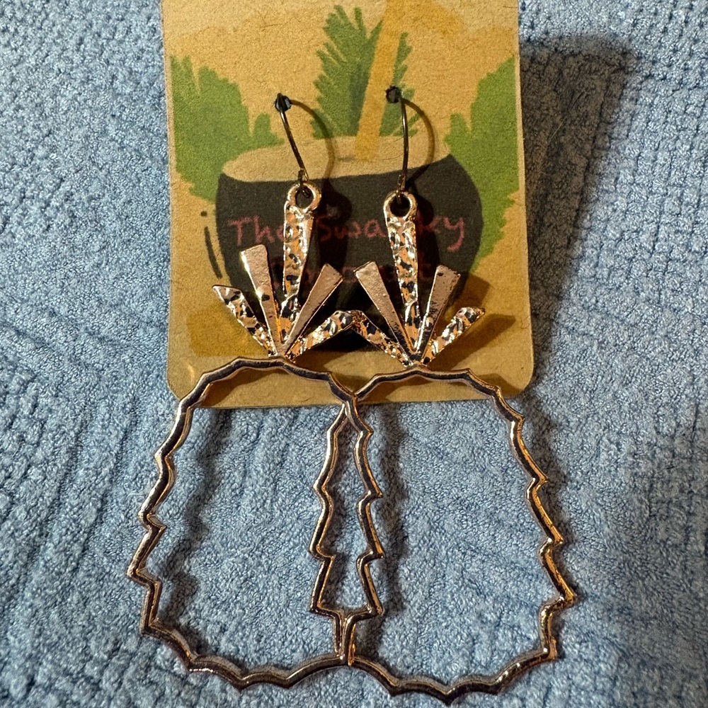 Gold Pineapple Shaped‎ Earrings for pierced ears.